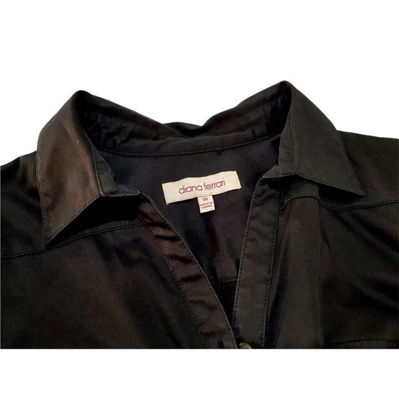 DIANA FERRARI Womens Black White Beige Button Up Shirt Dress - Size 10 - Picture 5 of 7